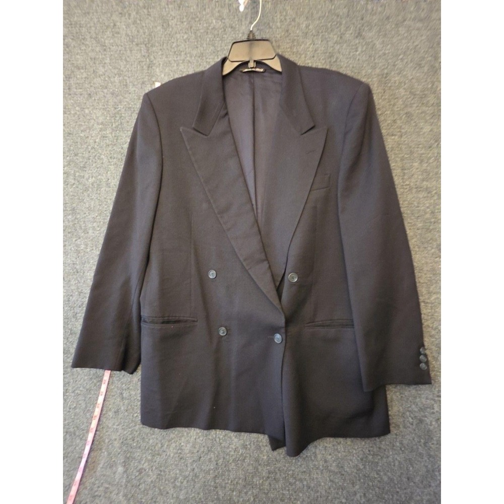 Valentino Suit Jacket Mens 44 Blue Wool Double Breasted Italy Classic Formal